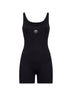 Black ribbed jersey Moon Logo short catsuit