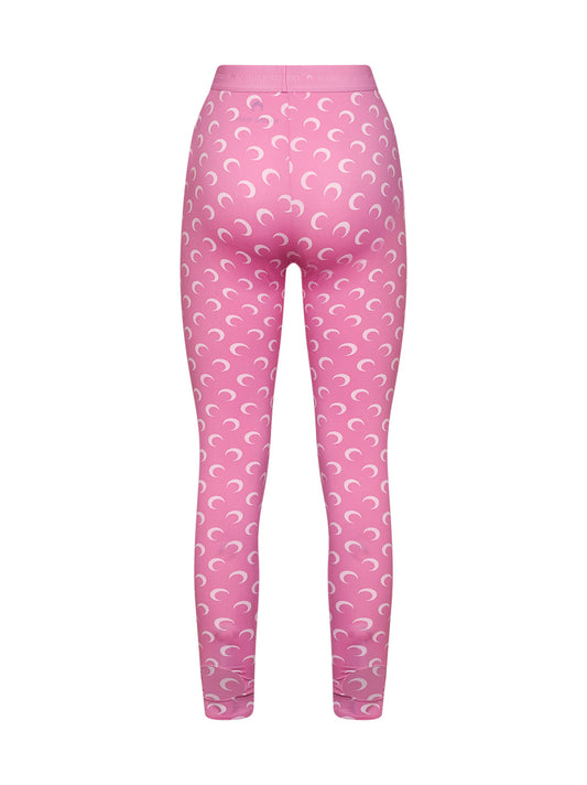 Leggings in jersey riciclato stampa Moon rosa