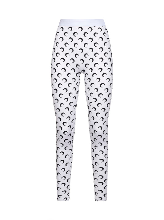 Optical white Moon print recycled jersey leggings