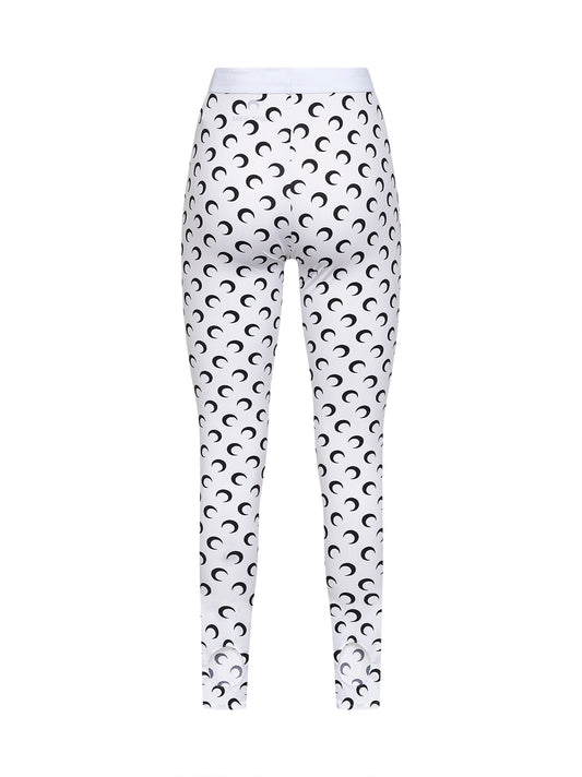 Optical white Moon print recycled jersey leggings