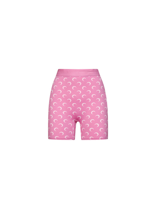 Shorts biker in jersey riciclato stampa Moon rosa