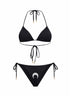 Black stretch jersey bikini with Moon embroidery