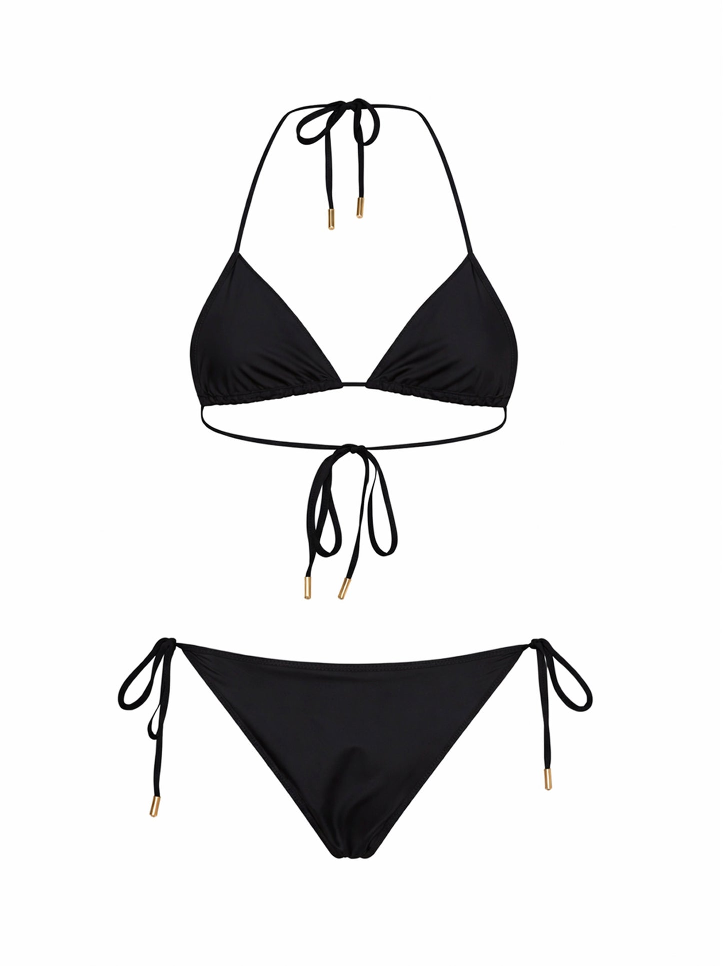 Black stretch jersey bikini with Moon embroidery