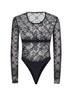 Black flocked Monogram mesh bodysuit