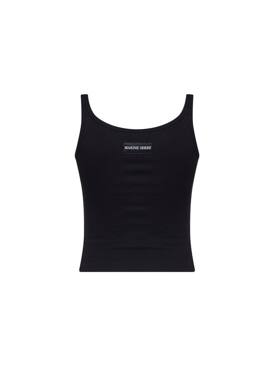 Top crop Moon Logo in jersey a costine nero