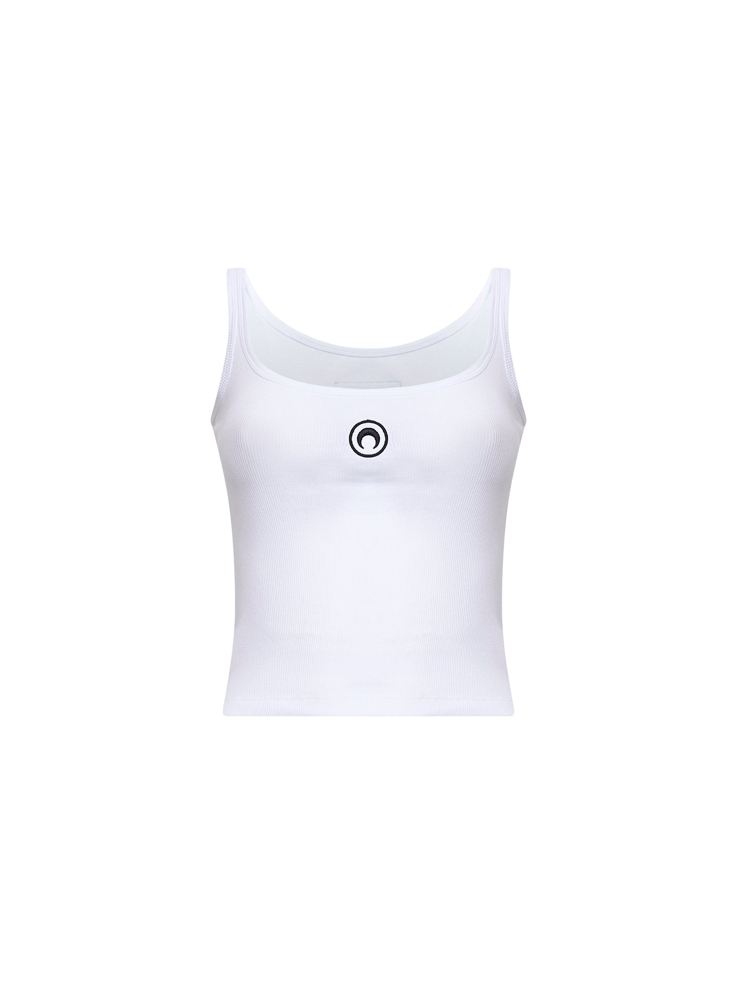 Top crop Moon Logo in jersey a costine bianco