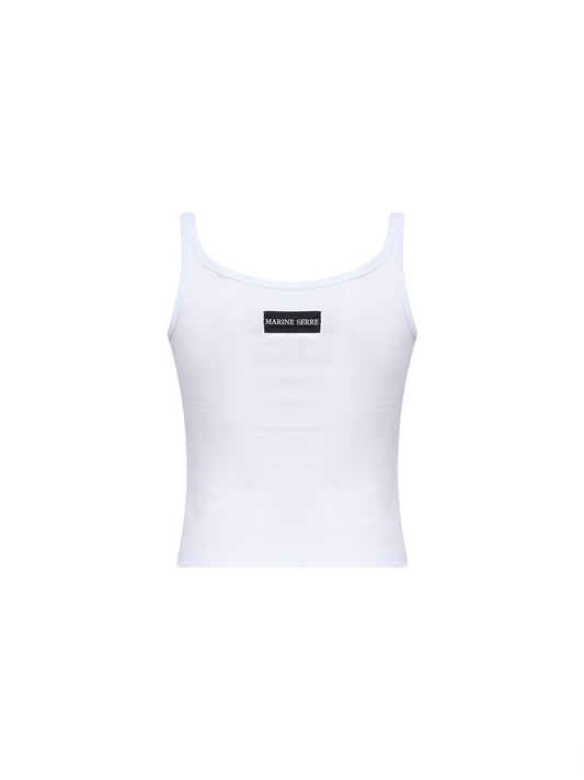 Top crop Moon Logo in jersey a costine bianco