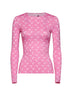 Top in jersey riciclato stampa Moon rosa