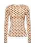 Beige top with Crescent Moon print