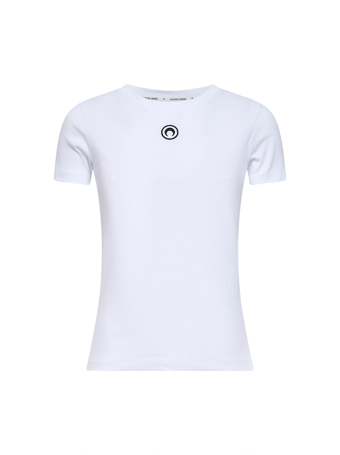 White ribbed jersey Moon Logo T-shirt<BR/>