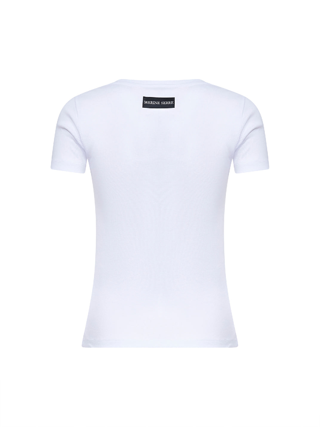 White ribbed jersey Moon Logo T-shirt<BR/>