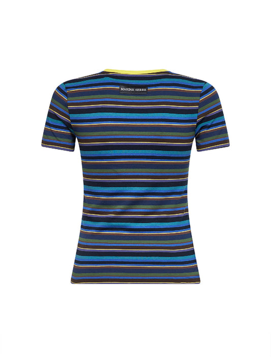 T-shirt a righe Moon Logo in jersey a costine