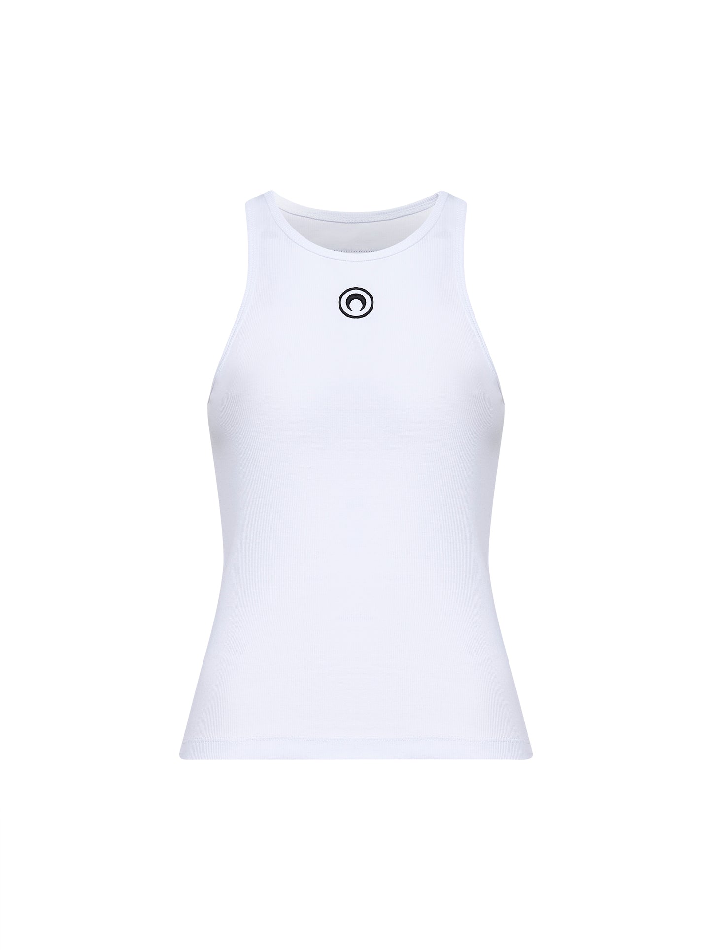 Canotta Moon Logo in jersey a costine bianco