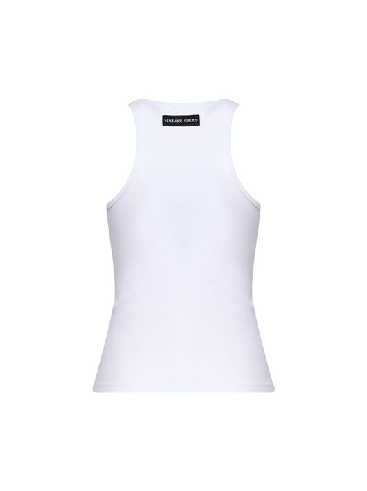 Canotta Moon Logo in jersey a costine bianco