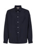 Dark blue tropical wool long-sleeved shirt