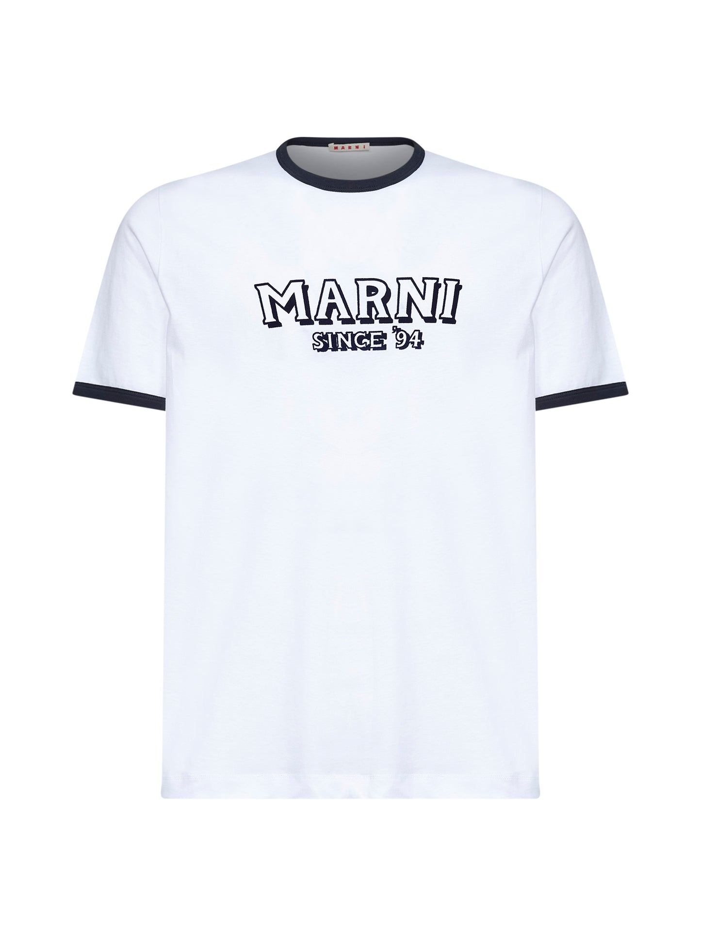 White jersey T-shirt with contrasting trims