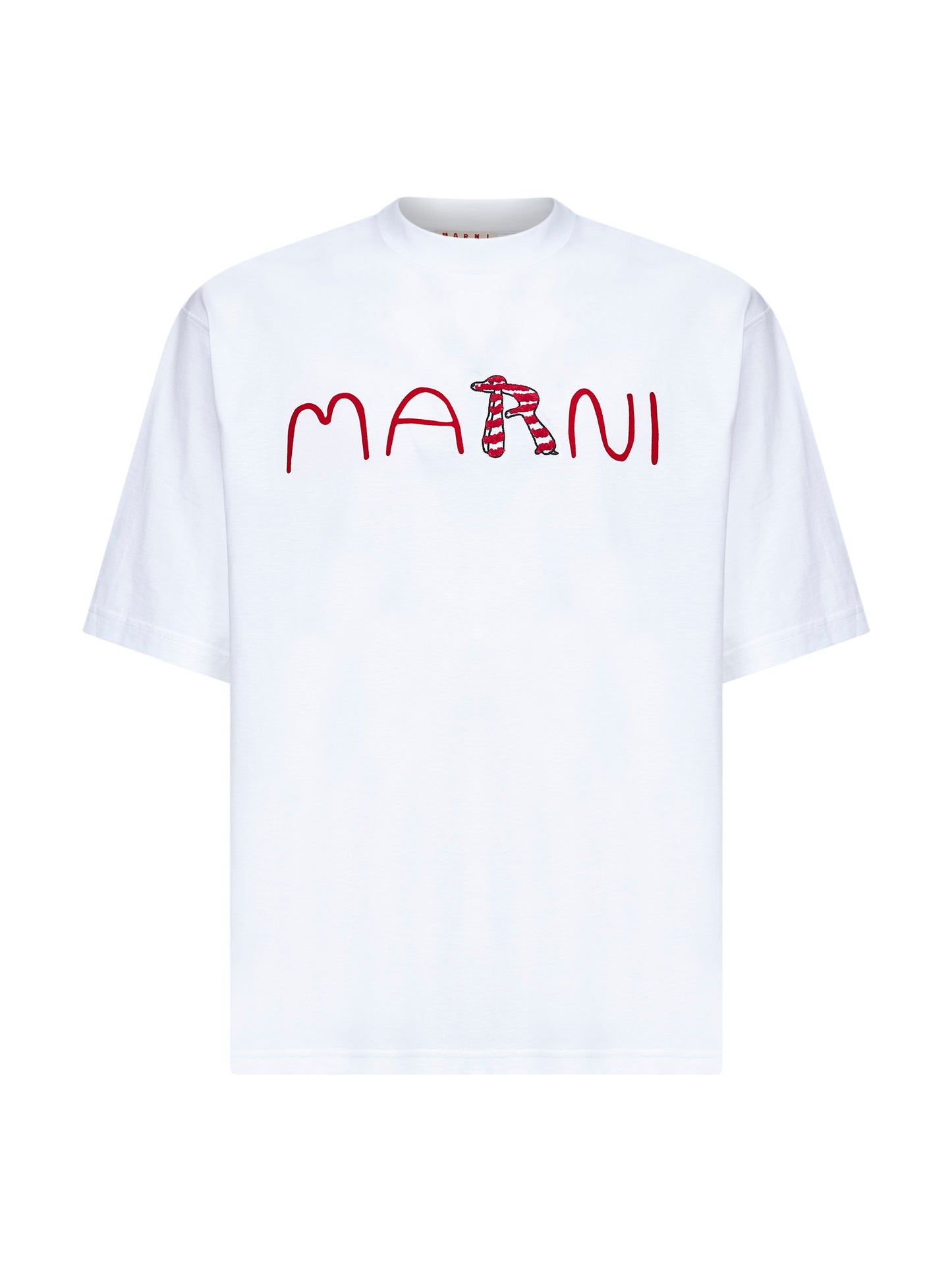 T-shirt in jersey bianco con logo