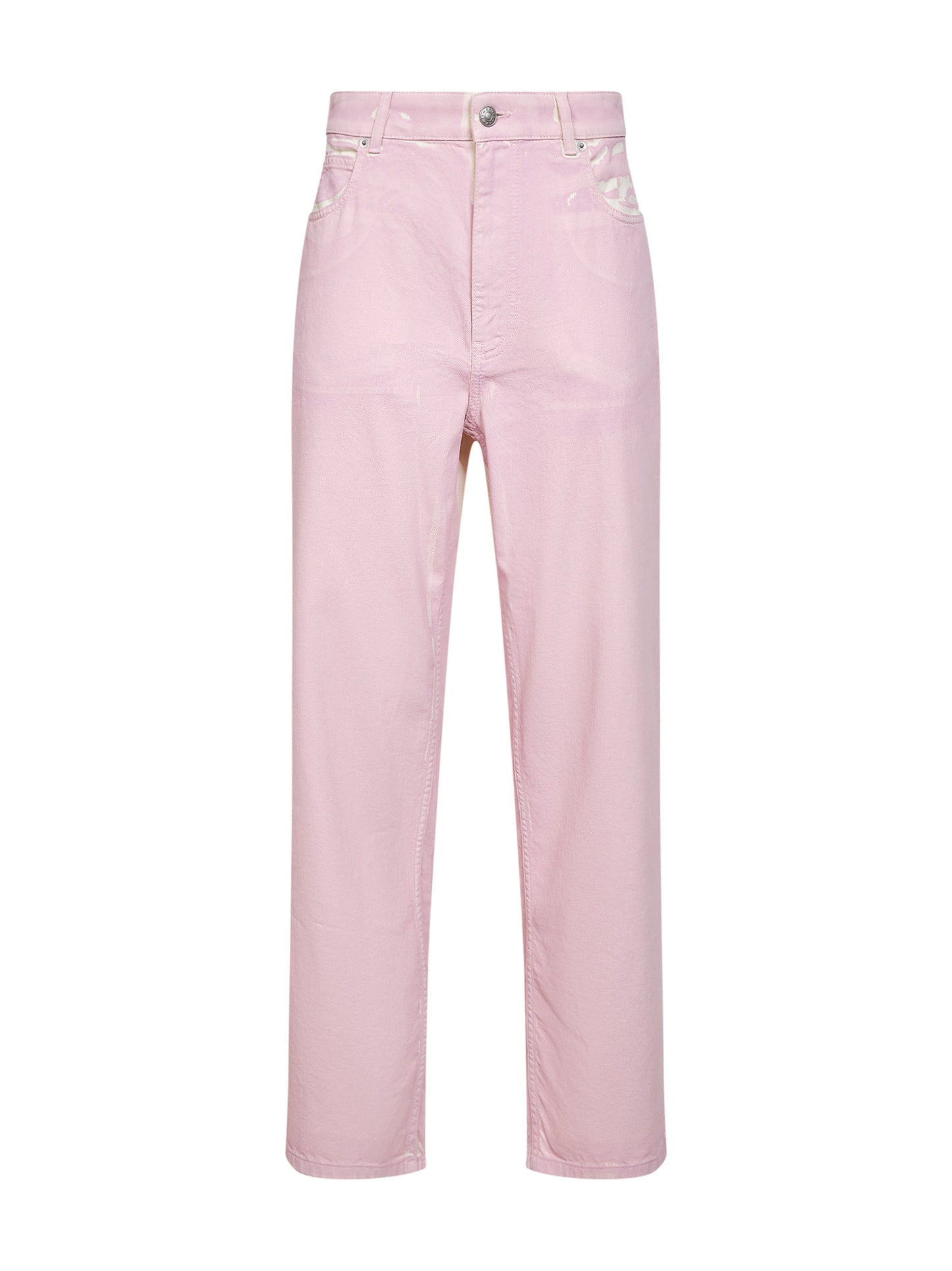 Jeans a gamba dritta in denim rosa