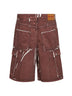 Bermuda cargo denim marrone con dettagli stampati