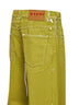 Jeans ampi in denim verde con dettagli stampati
