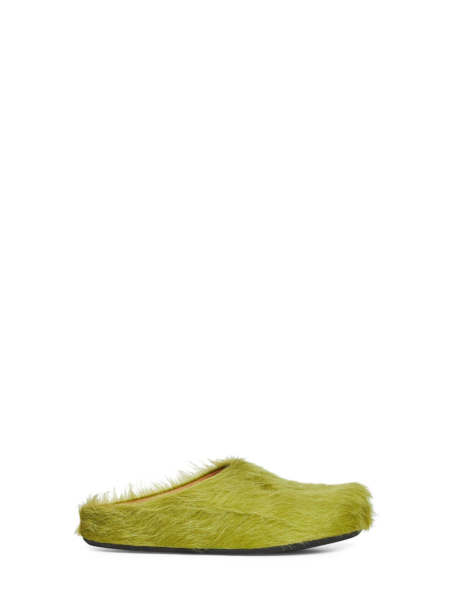 Sabot Fussbett in vitello a pelo lungo lime