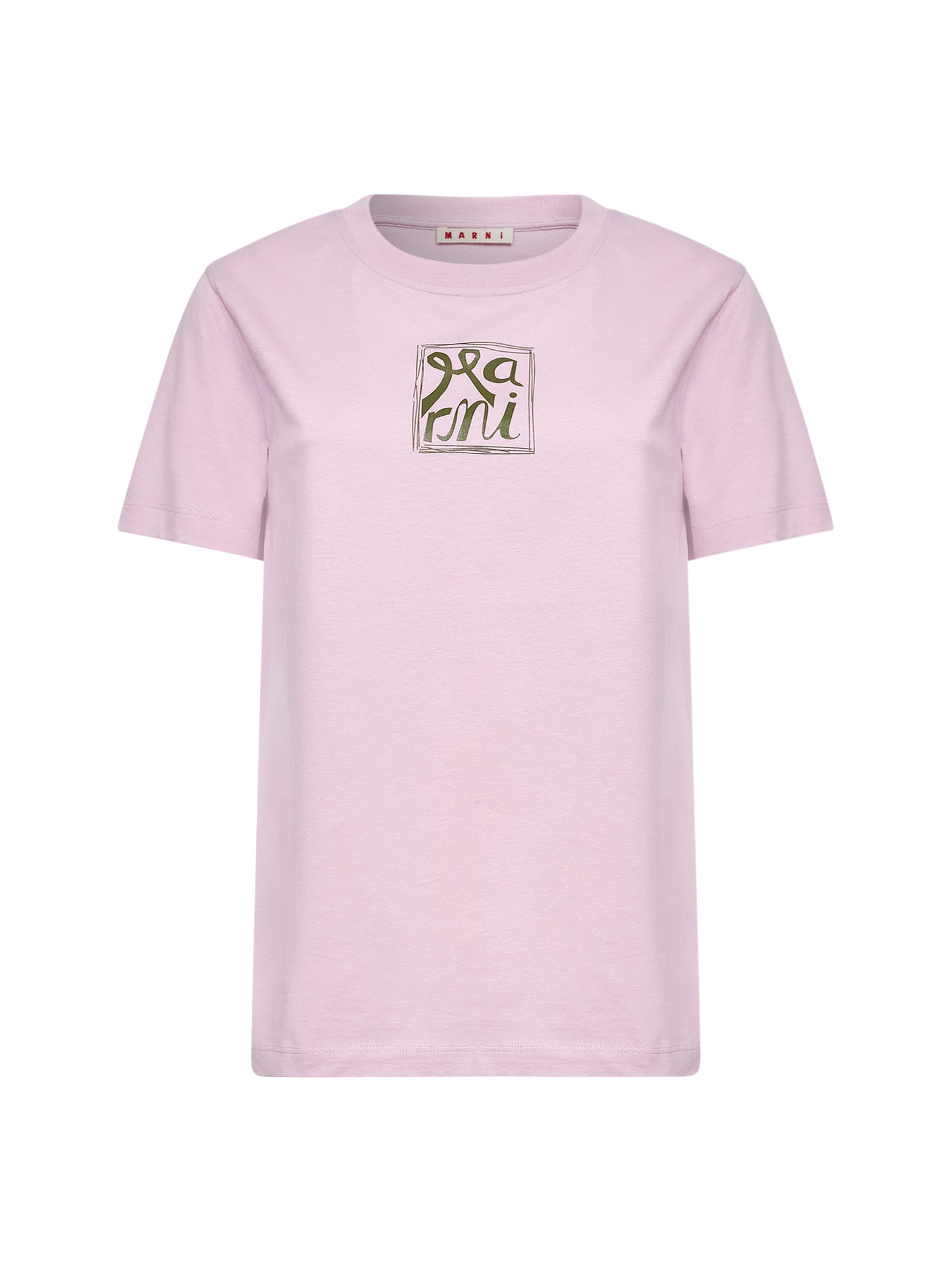 T-shirt in cotone quarzo con logo Marni Frame