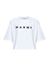 White jersey Marni Scribbled logo cropped T-shirt