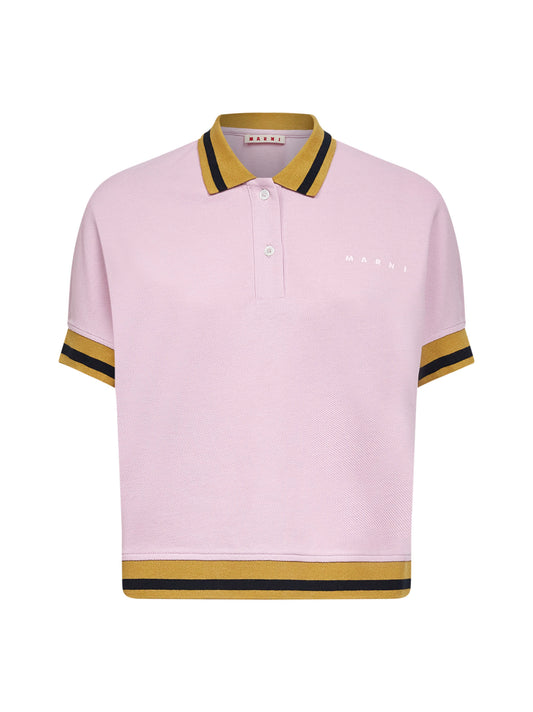 Polo in piqué quarzo con finiture a righe