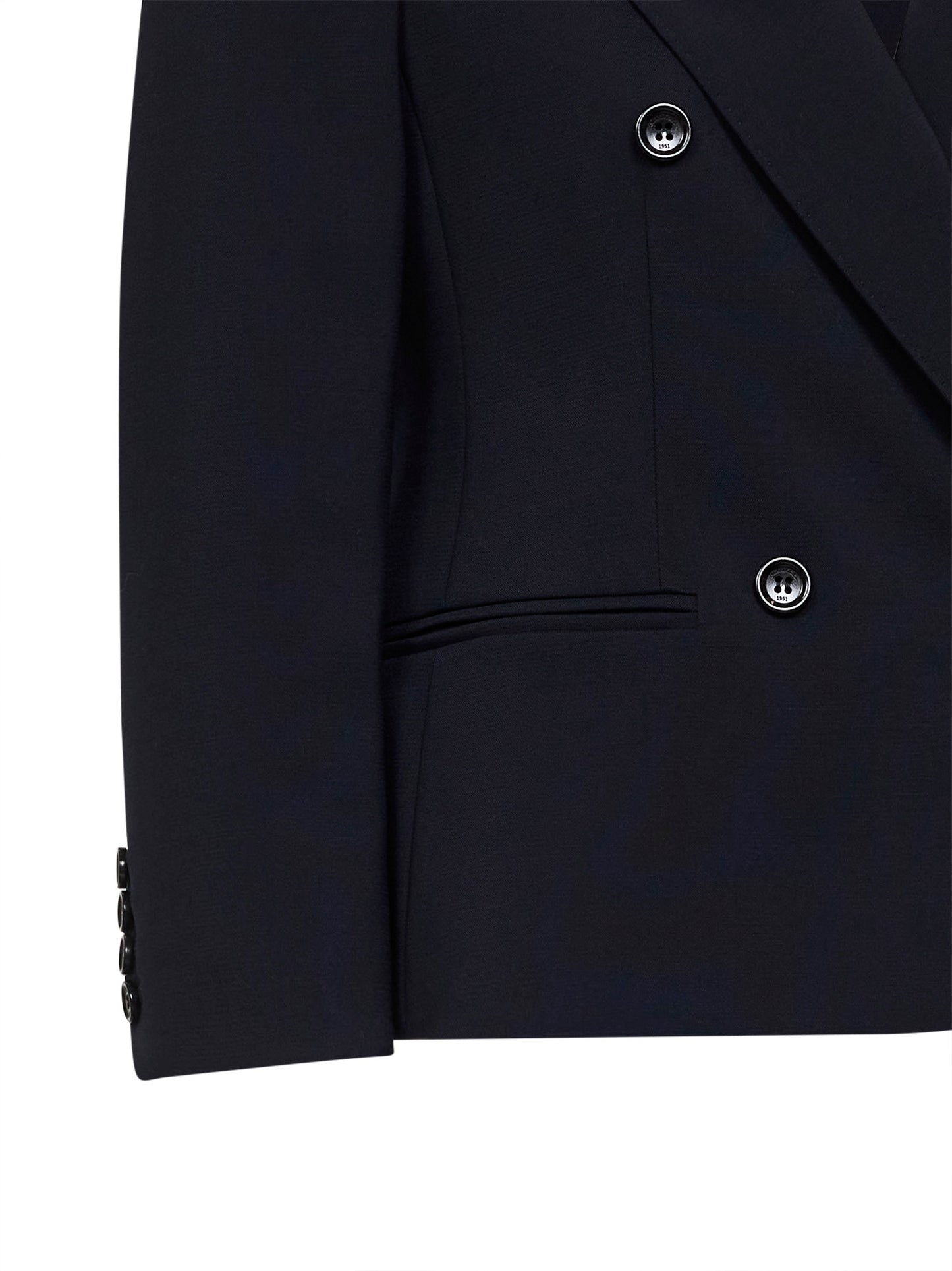 Blazer crop MXMDORICO in tela stretch blu marino