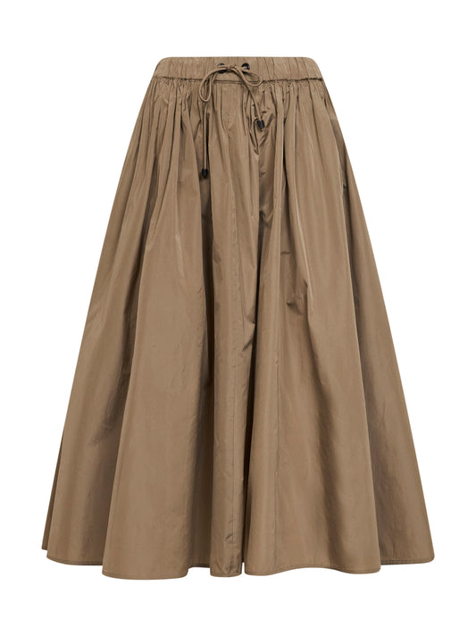 Khaki green MXMLONZA taffeta midi skirt