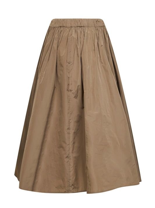 Khaki green MXMLONZA taffeta midi skirt