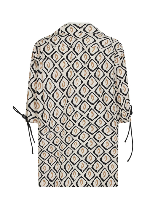 Camicia over MXMECRU in popeline stampato beige