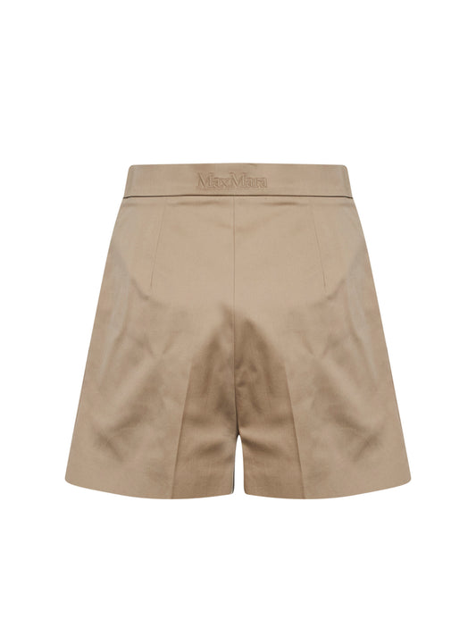 Shorts MXMTABACCO in raso di cotone stretch verde kaki
