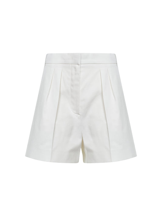 Shorts MXMTABACCO in raso di cotone stretch bianco