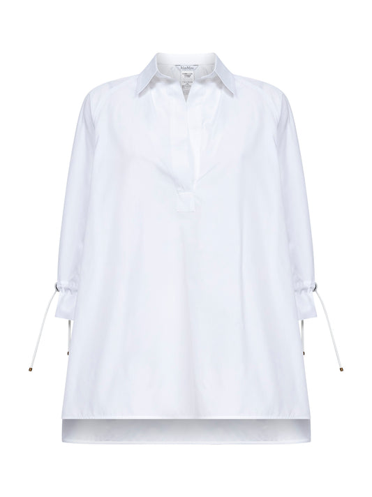 Blusa MXMADORNI in popeline di cotone bianco
