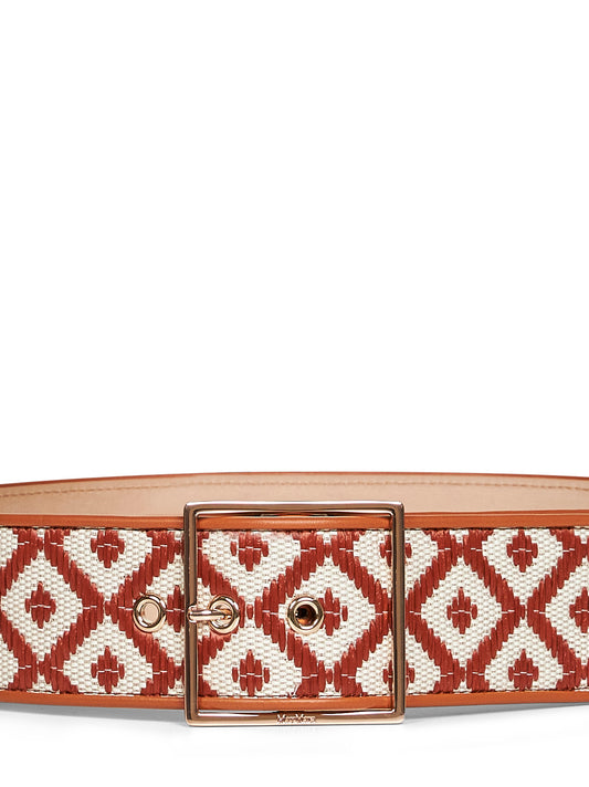 Tan raffia-effect fabric MXAPALATO wide belt