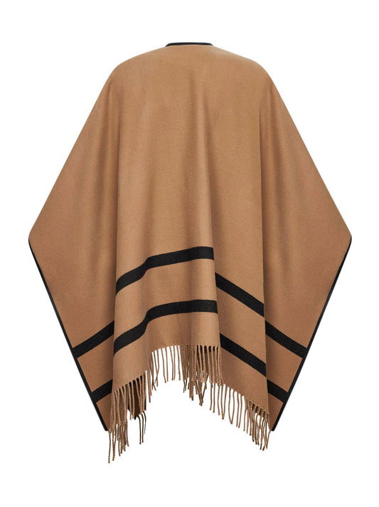 Poncho MXAARIS in lana jacquard cammello