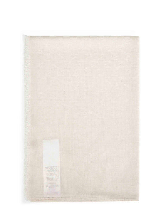 Ivory white M Monogram jacquard silk blend MXAPANIERE stole