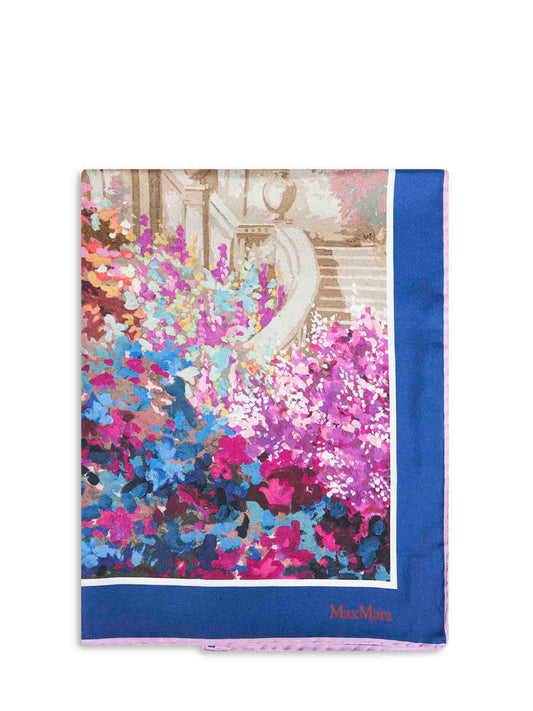 Foulard MXAPAPPA in twill di seta stampata blu notte