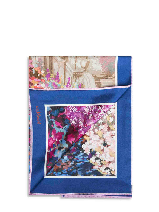 Foulard MXAPAPPA in twill di seta stampata blu notte