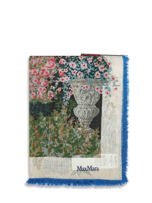 Maxi carré MXACAMICE in lana e seta stampata bianco avorio