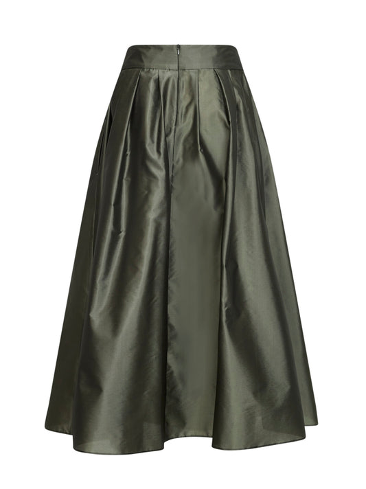Sage green organza SMMEFFETTO pleated skirt