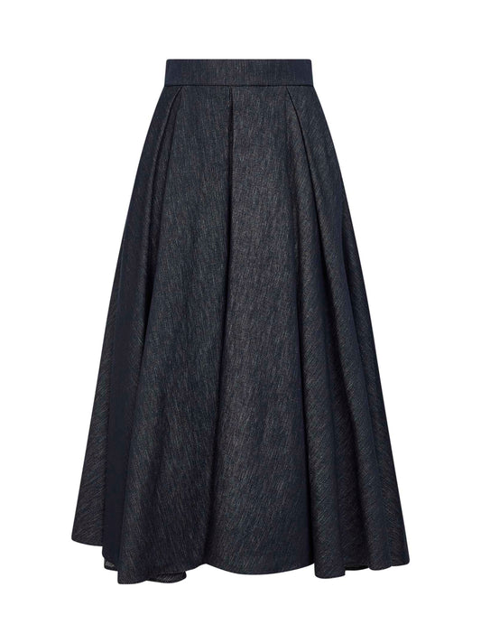 Midnight blue denim SMMALEX midi full skirt