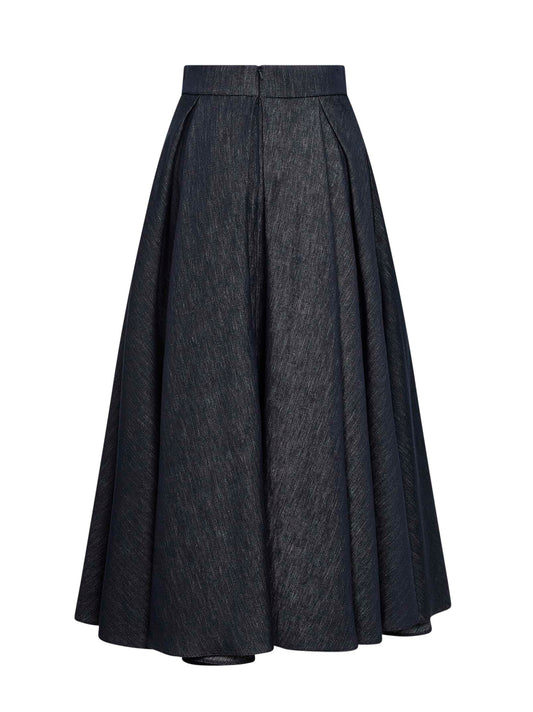 Midnight blue denim SMMALEX midi full skirt