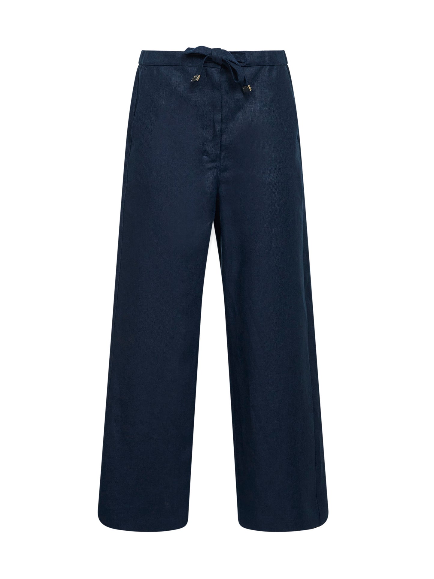 Pantaloni dritti SMMAMEDEA in stuoia di lino pesante blu notte<BR/>