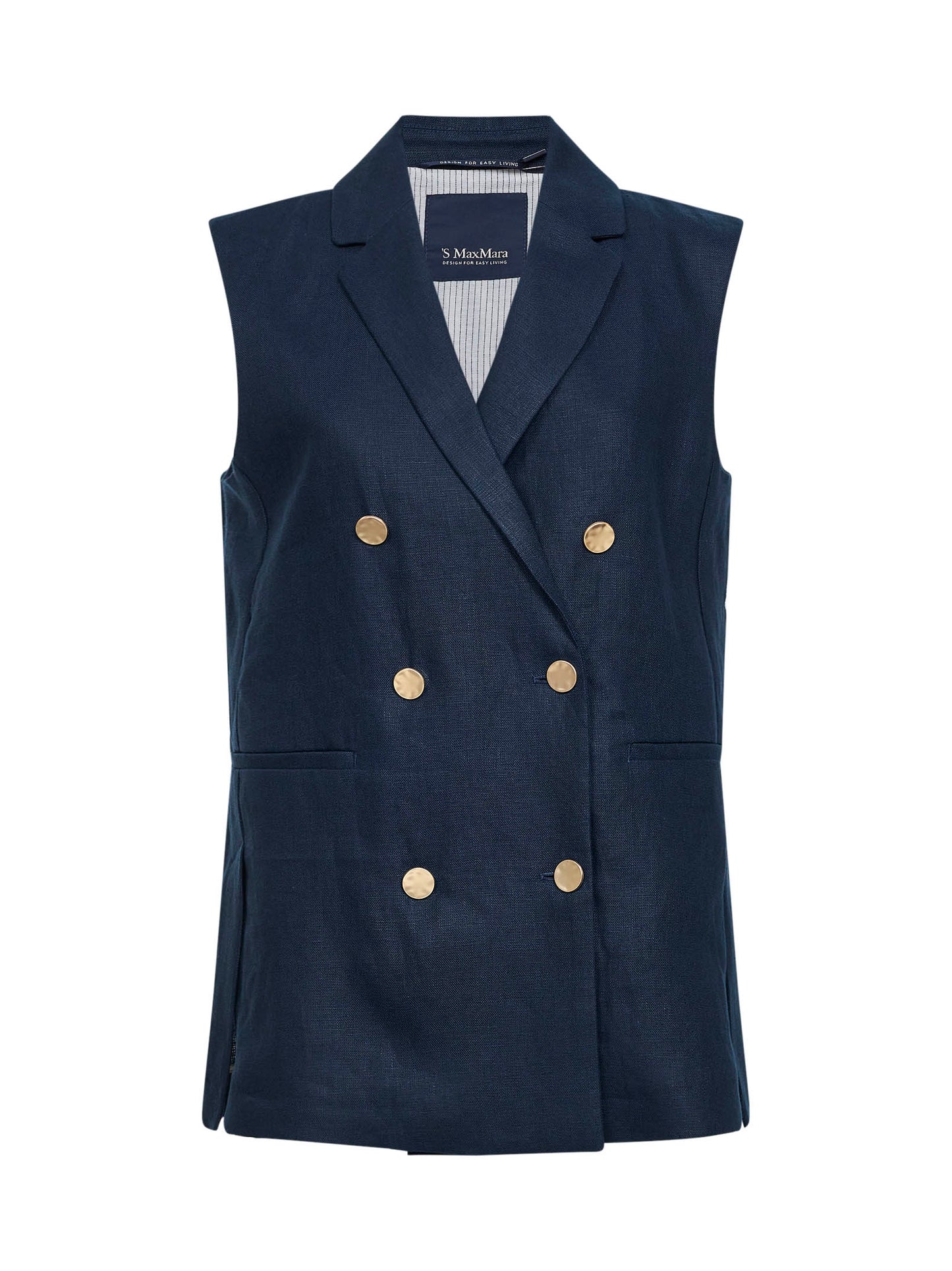Gilet sartoriale SMMBIRD in stuoia di lino pesante blu notte