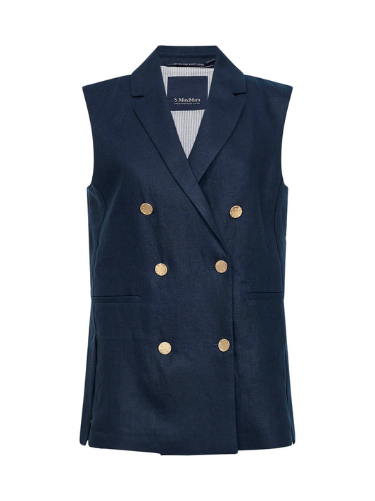 Gilet sartoriale SMMBIRD in stuoia di lino pesante blu notte