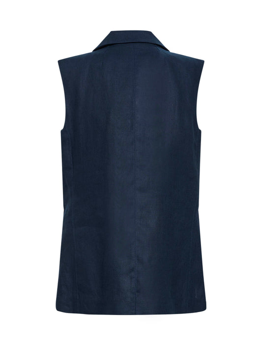 Gilet sartoriale SMMBIRD in stuoia di lino pesante blu notte
