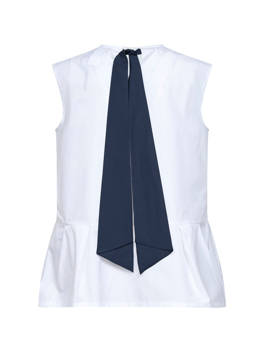 White poplin SMMBRAVA sleeveless top