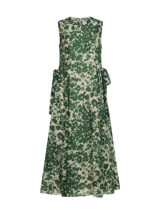 Abito SMMALIBI in tela ramiè stampata verde